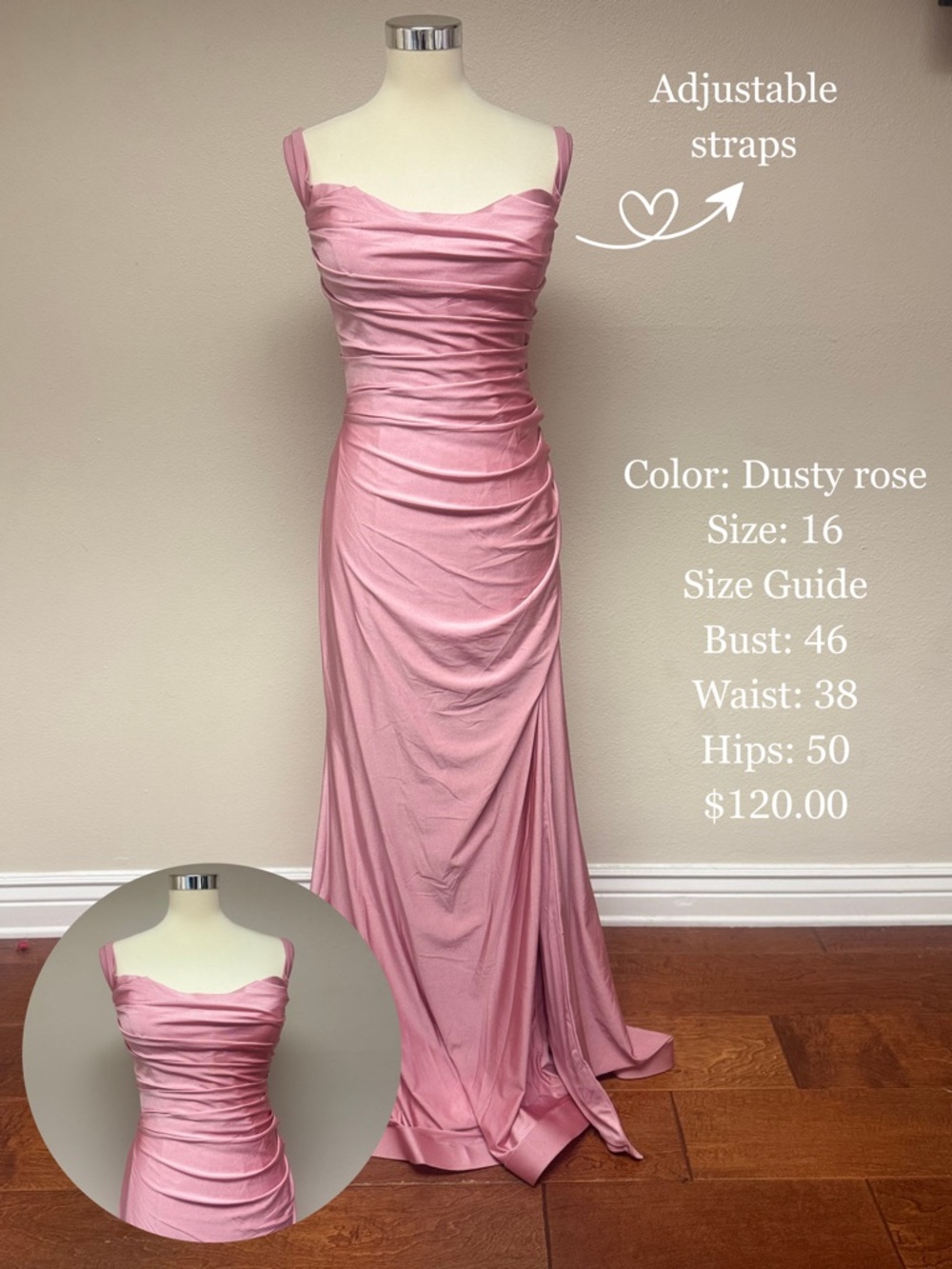 Dusty Rose Ruched Prom Gown with Adjustable Straps